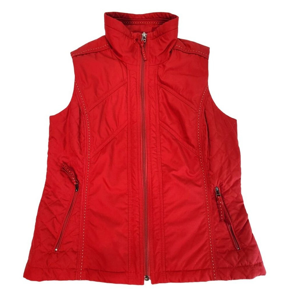 Coldwater Creek Quilted Vest Women's Small Red Full Zip Lightweight